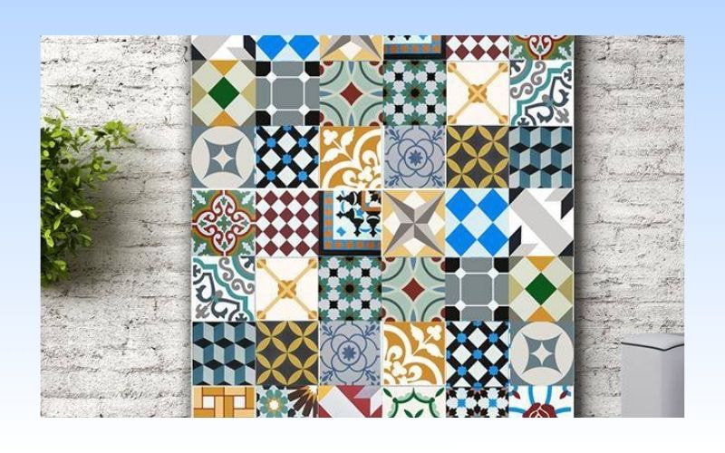 Gạch bông decal dán tường giả gạch